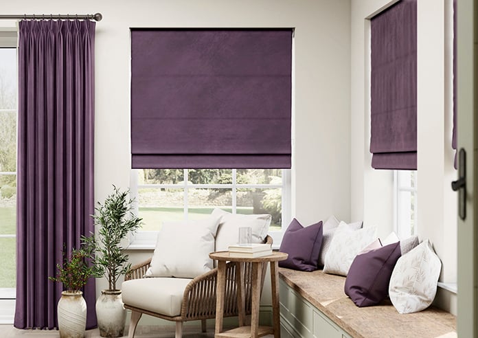 Odessa Velvet, Aubergine - Twist&Fit Roman Blind - Image 3